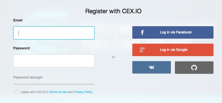 Como comprar Ethereum: Login na conta CEX.IO.