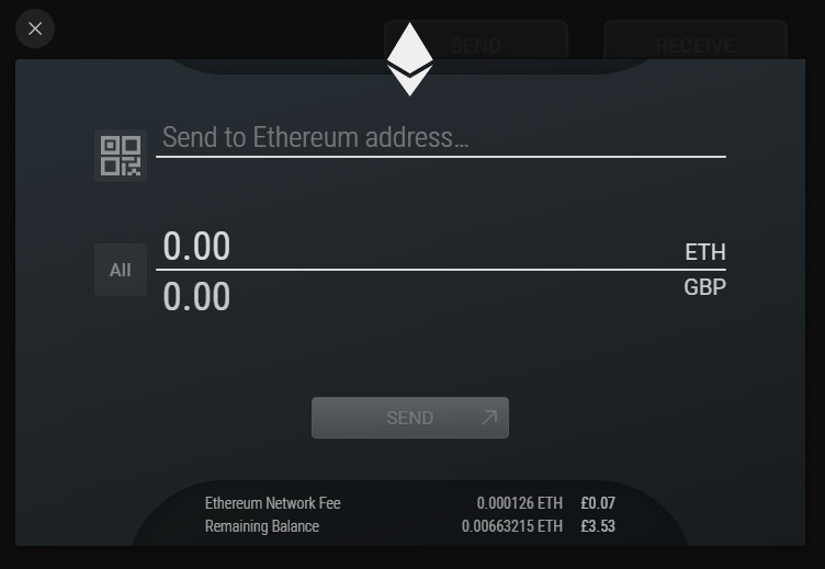 Revisão da carteira Exodus: enviando ETH para um endereço.