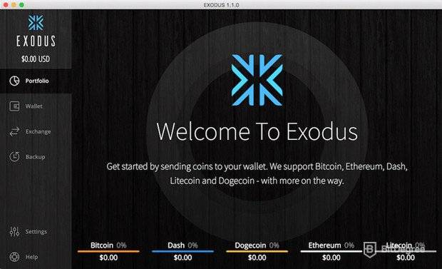 O que é Litecoin: desktop wallet Exodus.